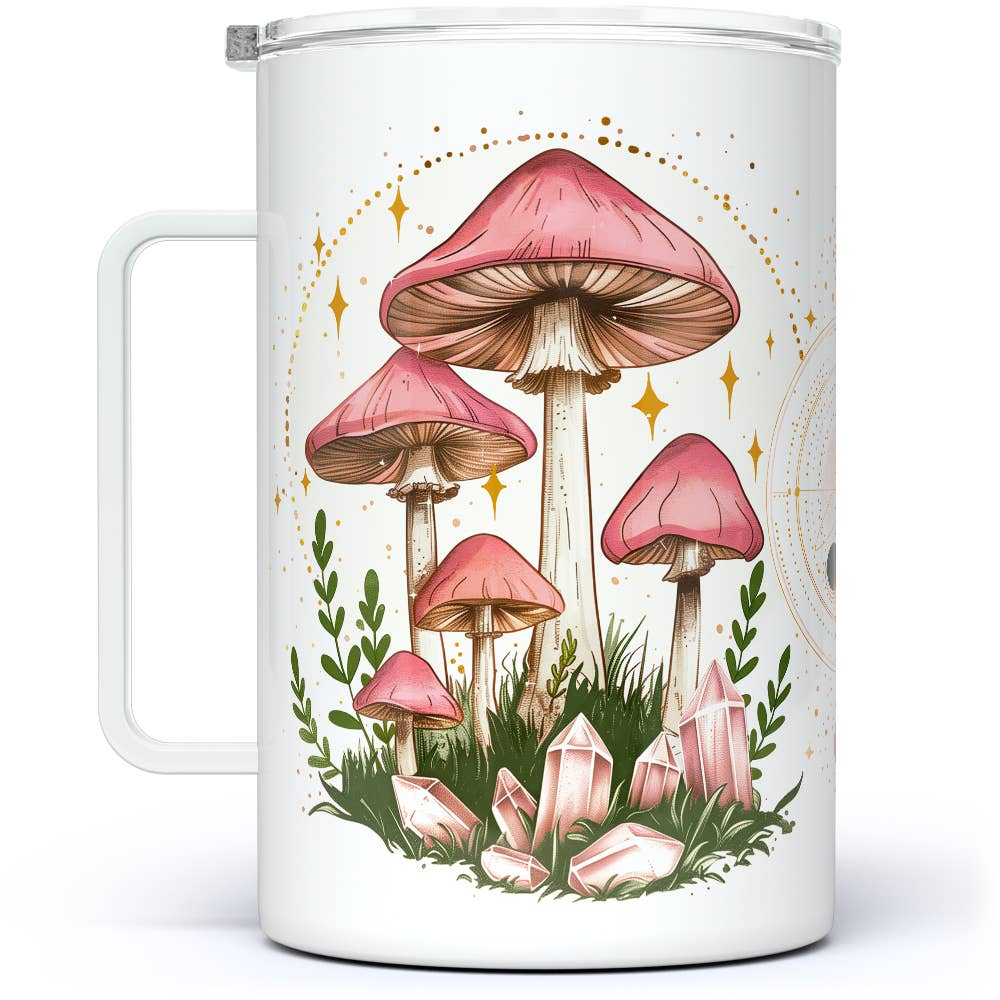 Celestial Mushroom Insulated Mug, Mystical Nature Gifts