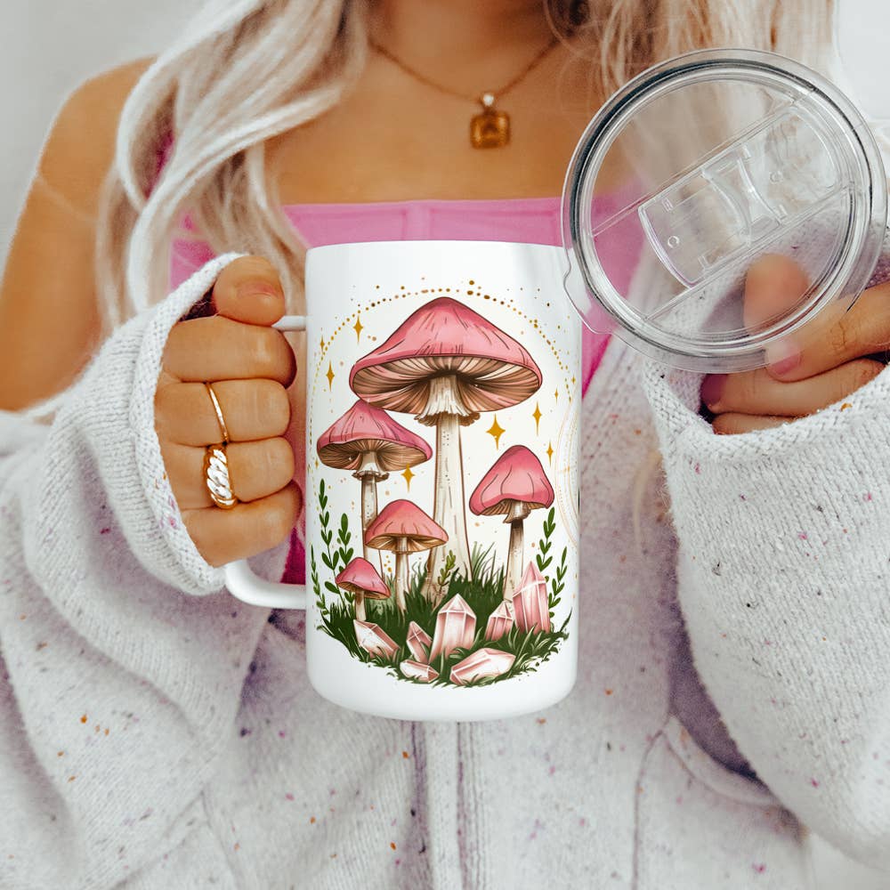 Celestial Mushroom Insulated Mug, Mystical Nature Gifts
