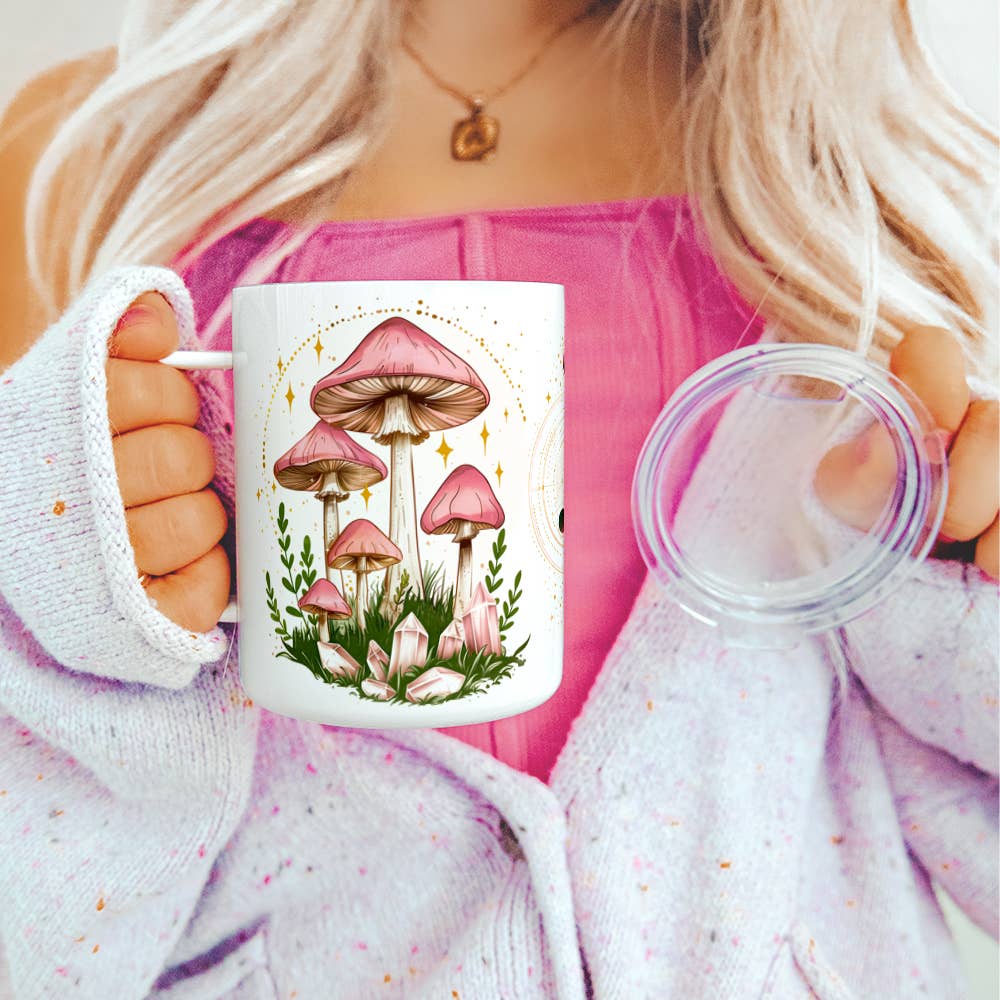 Celestial Mushroom Insulated Mug, Mystical Nature Gifts