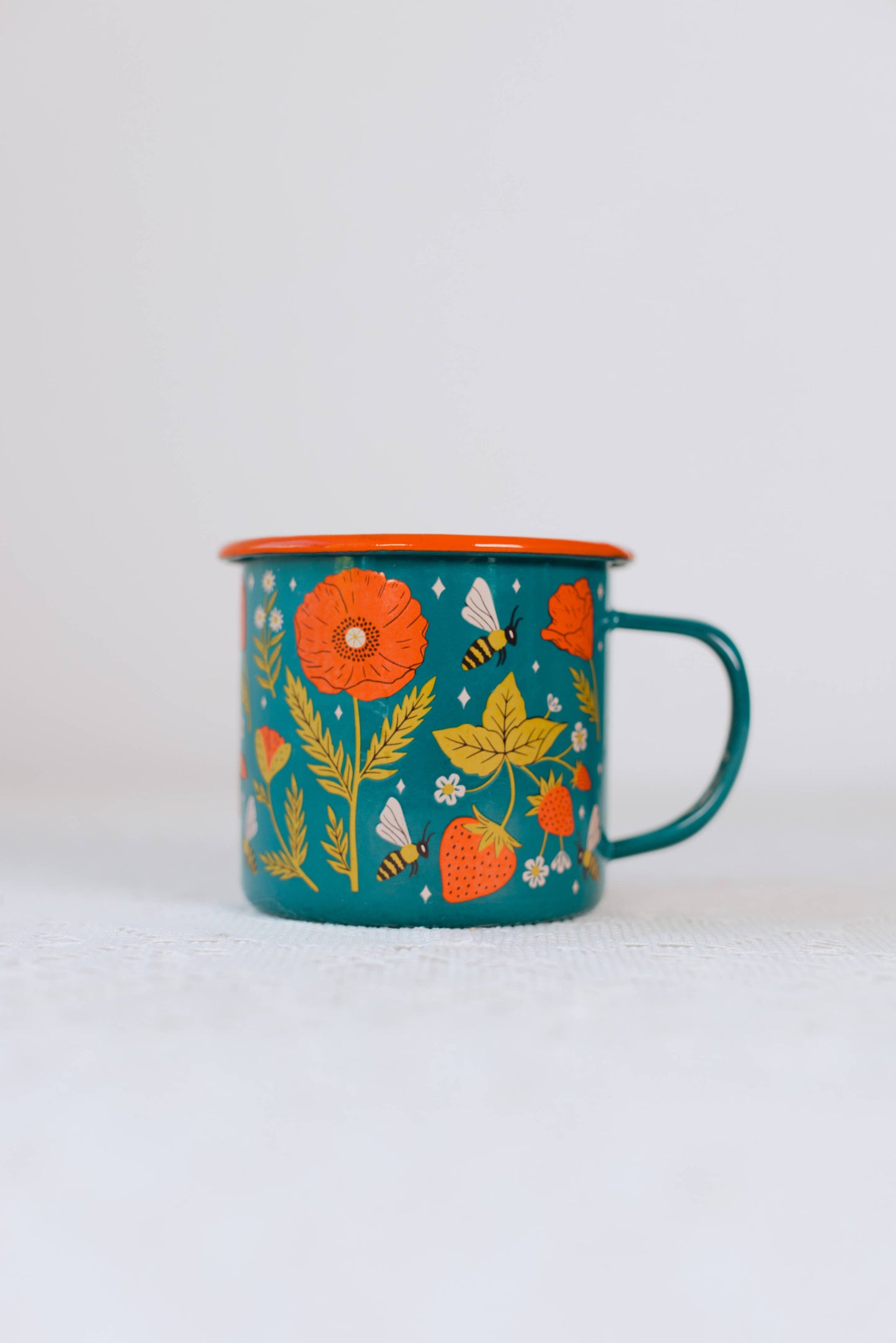 Garden Buzz Enamel Coffee Mug
