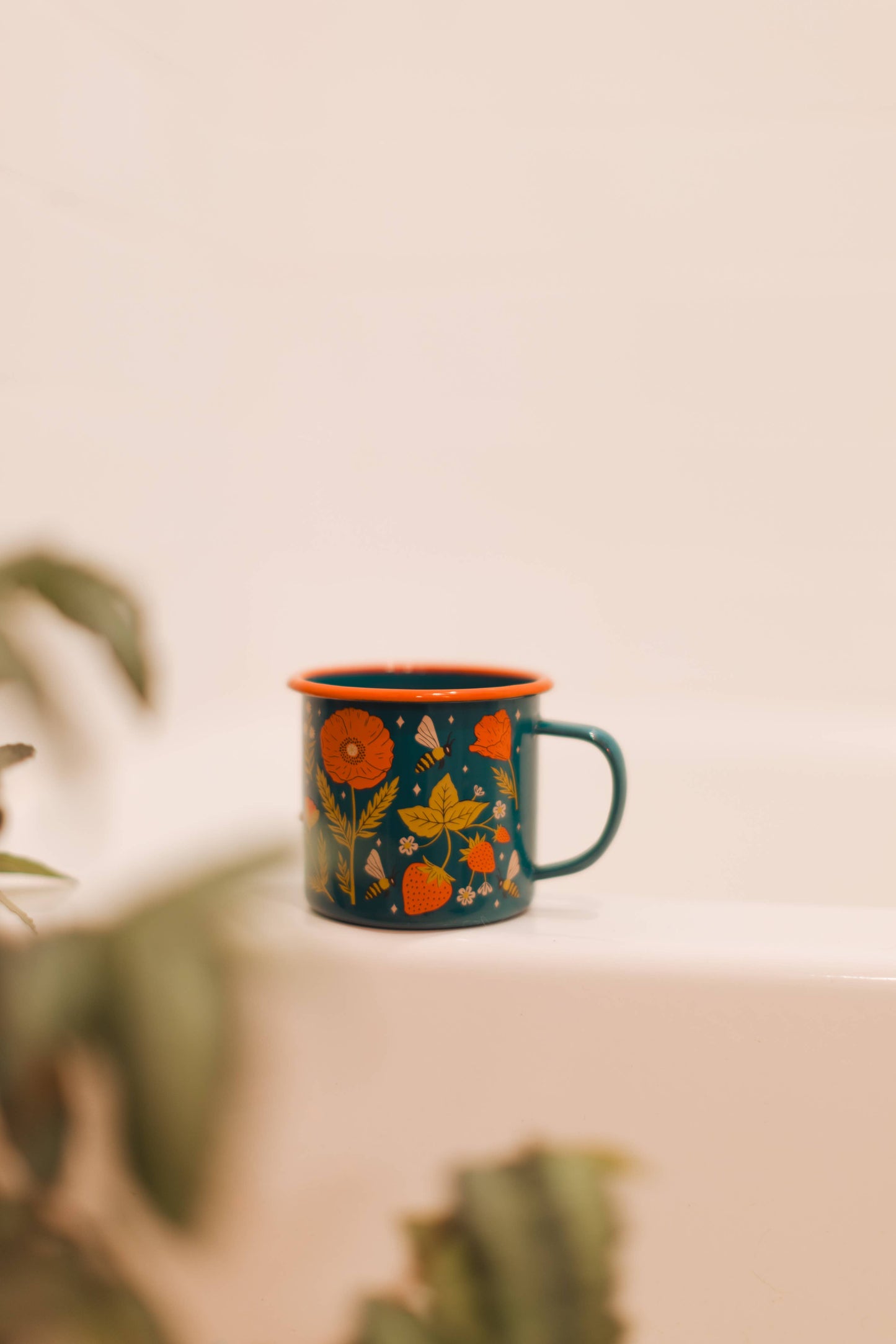 Garden Buzz Enamel Coffee Mug