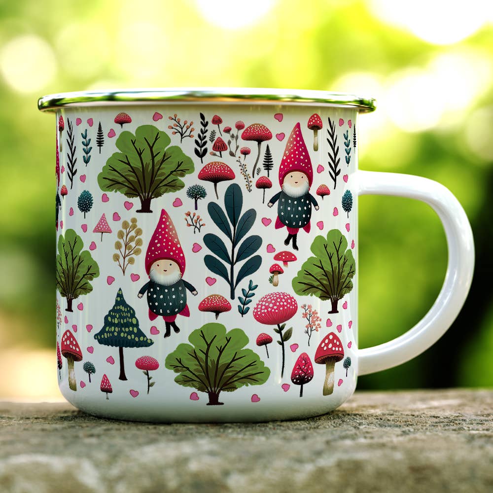 Spring Woodland Hearts Gnome Camp Mug, Valentine Gifts