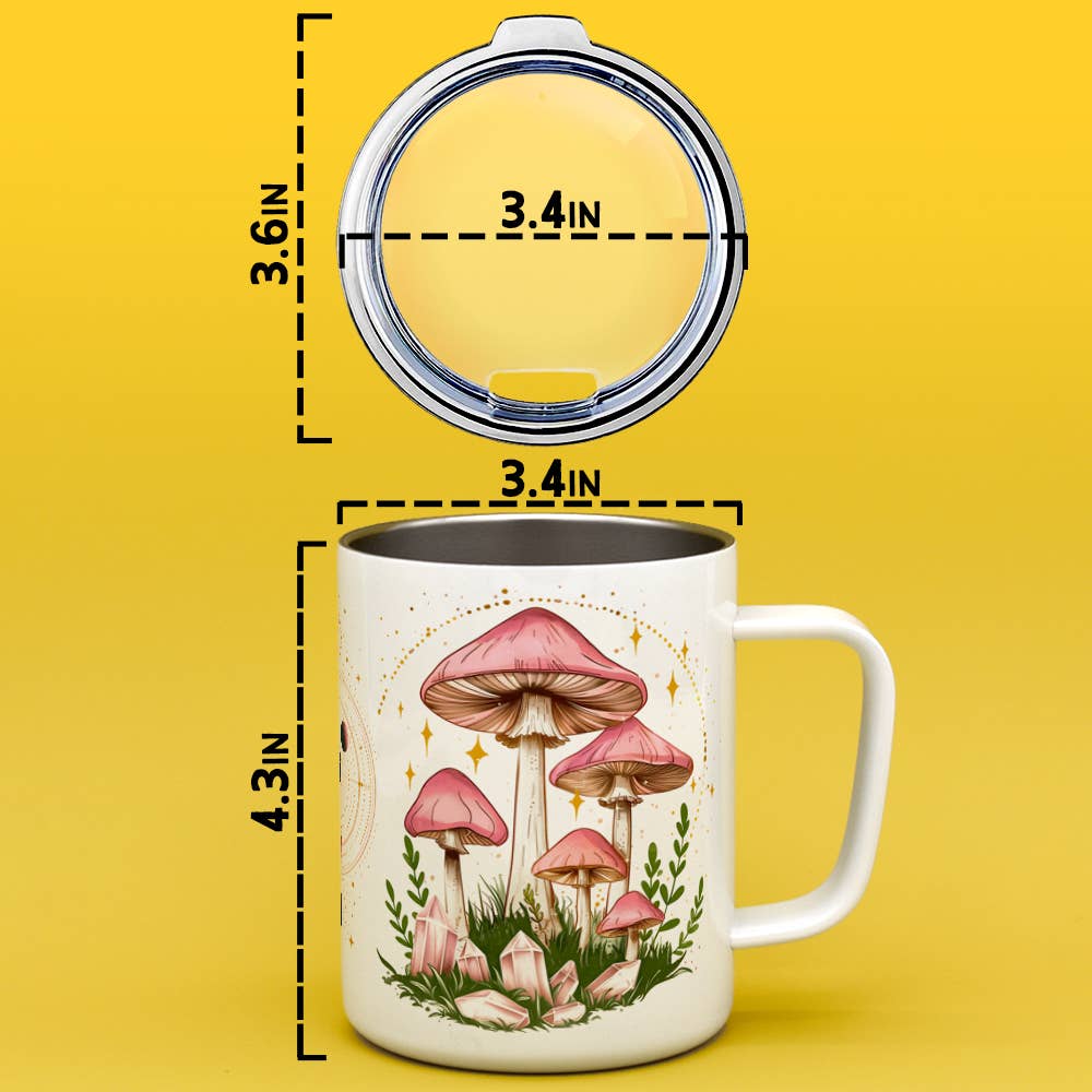 Celestial Mushroom Insulated Mug, Mystical Nature Gifts