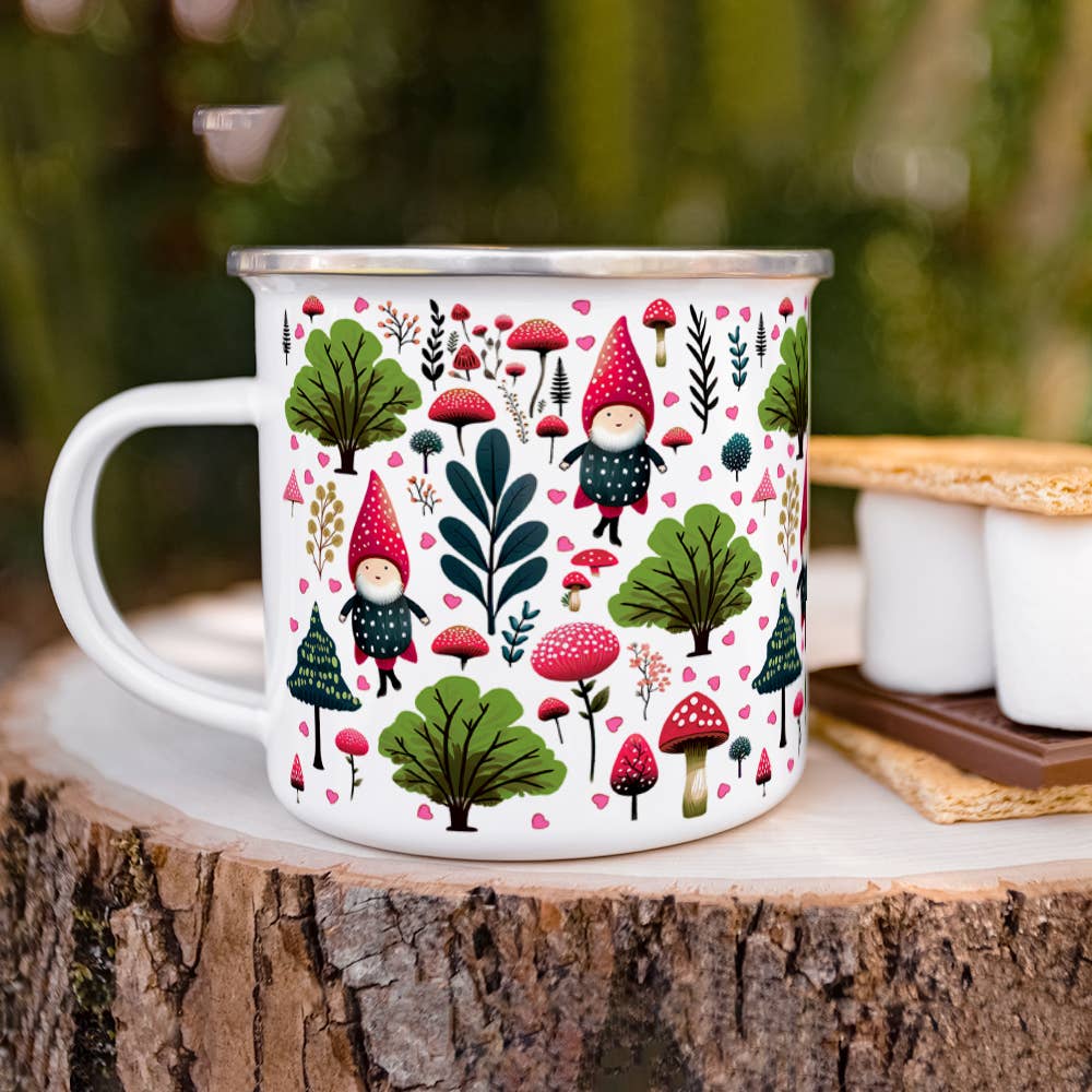 Spring Woodland Hearts Gnome Camp Mug, Valentine Gifts